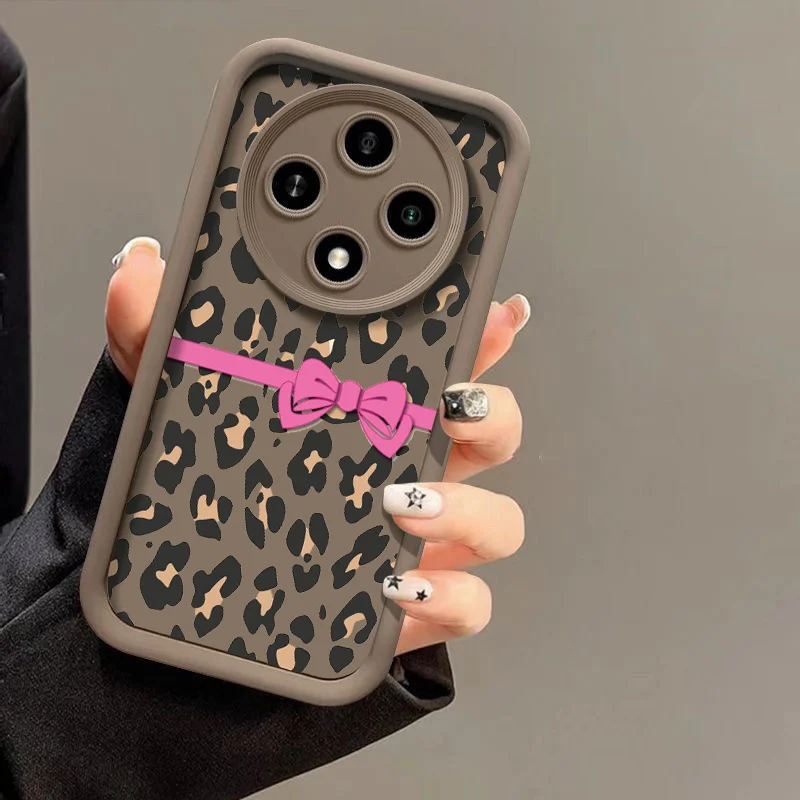 Elegant Full Screen Pink Leopard Print Phone Case - Soft Silicone Cover