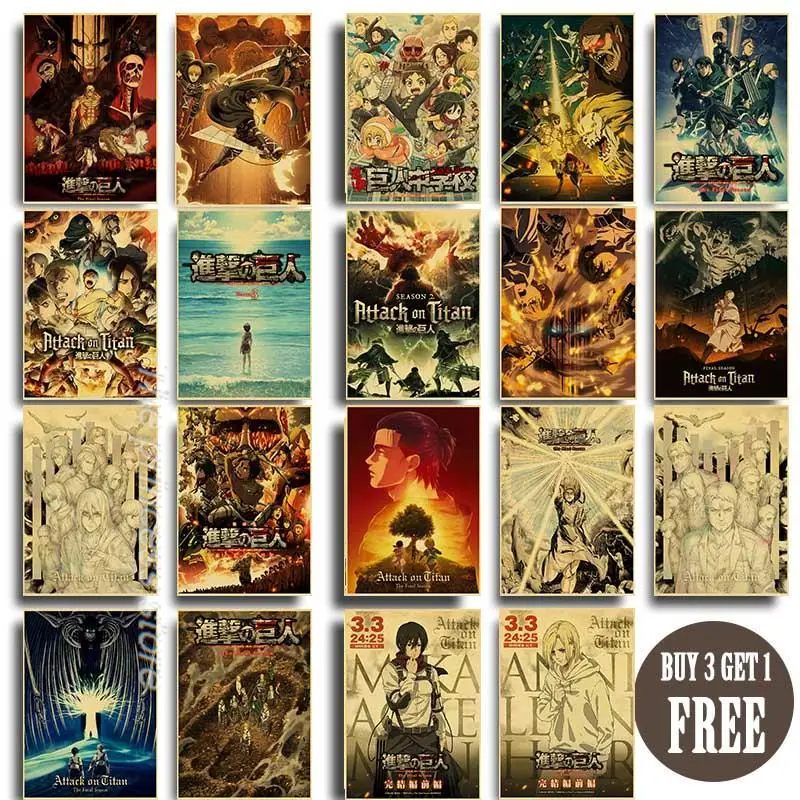 

Anime Attack-on-Titan-Final-Season part3 Posters Retro Kraft Paper Prints High Quality Art Painting For Home Decor Wall