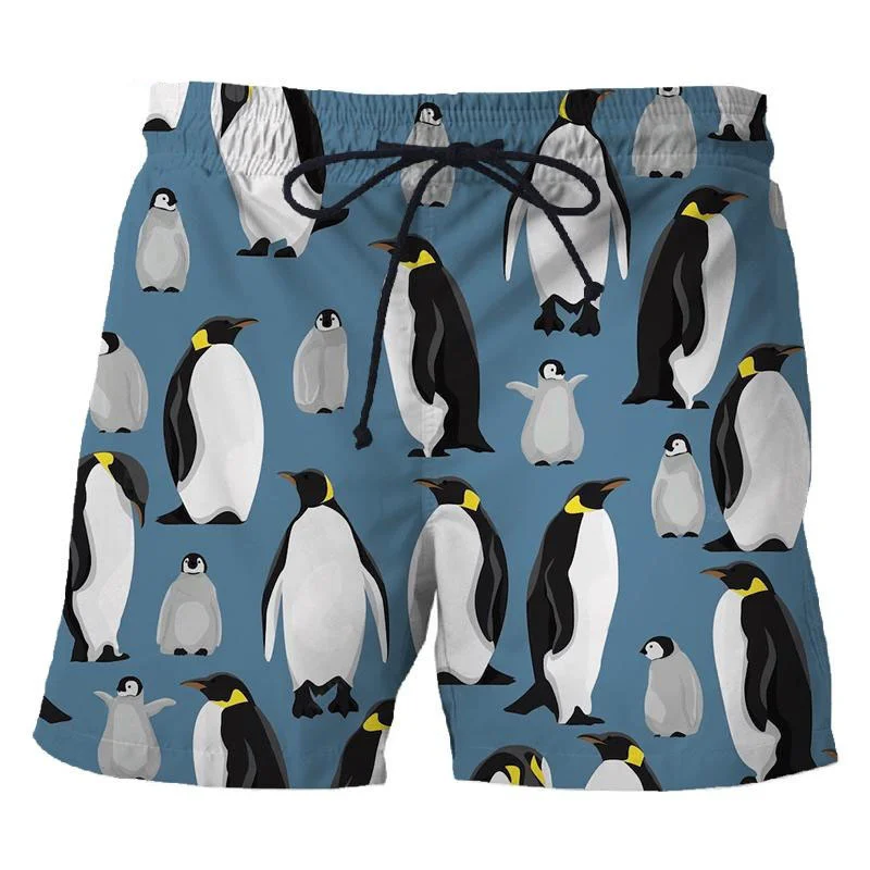 3D Printed Penguin Men's Short Pants Fashion Hawaii Beach Shorts Cool Casual Summer Quick Dry Animal Pattern Sports Swim Trunks 5