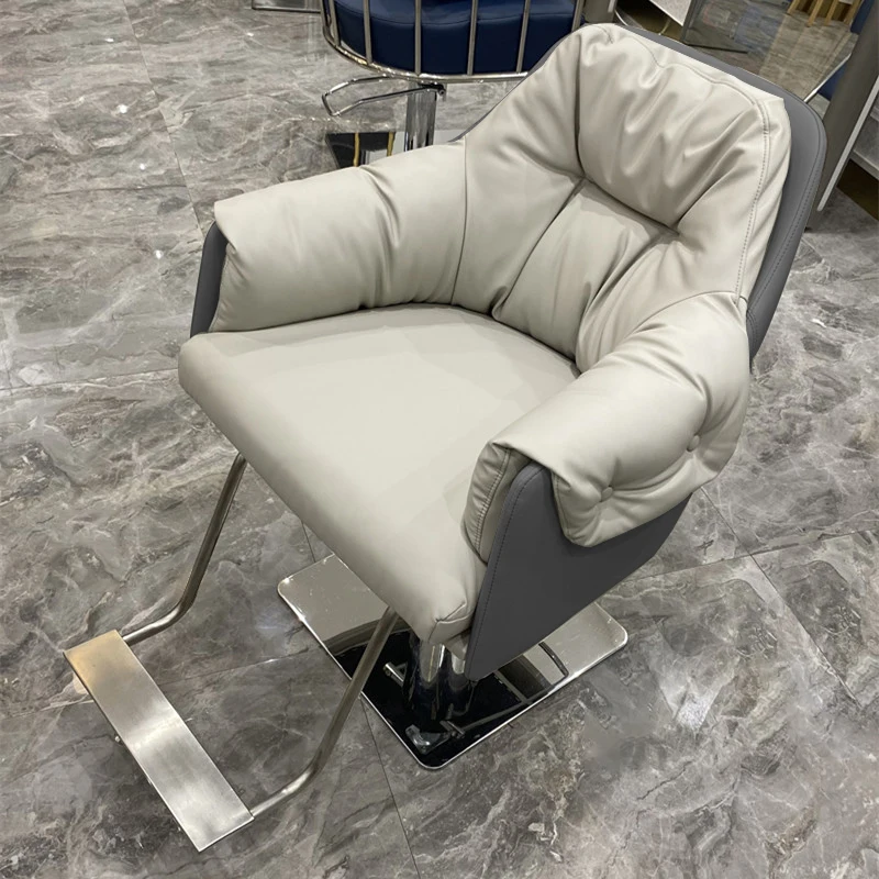 Ergonomic Barber Chairs Professional Reclining Vanity Metal Chair Esthetician Stylist Stool Silla De Barbero Salon Furniture reclining barber chairs ergonomic rolling stylist comfortable chair stool cosmetic vanity silla giratoria modern furniture