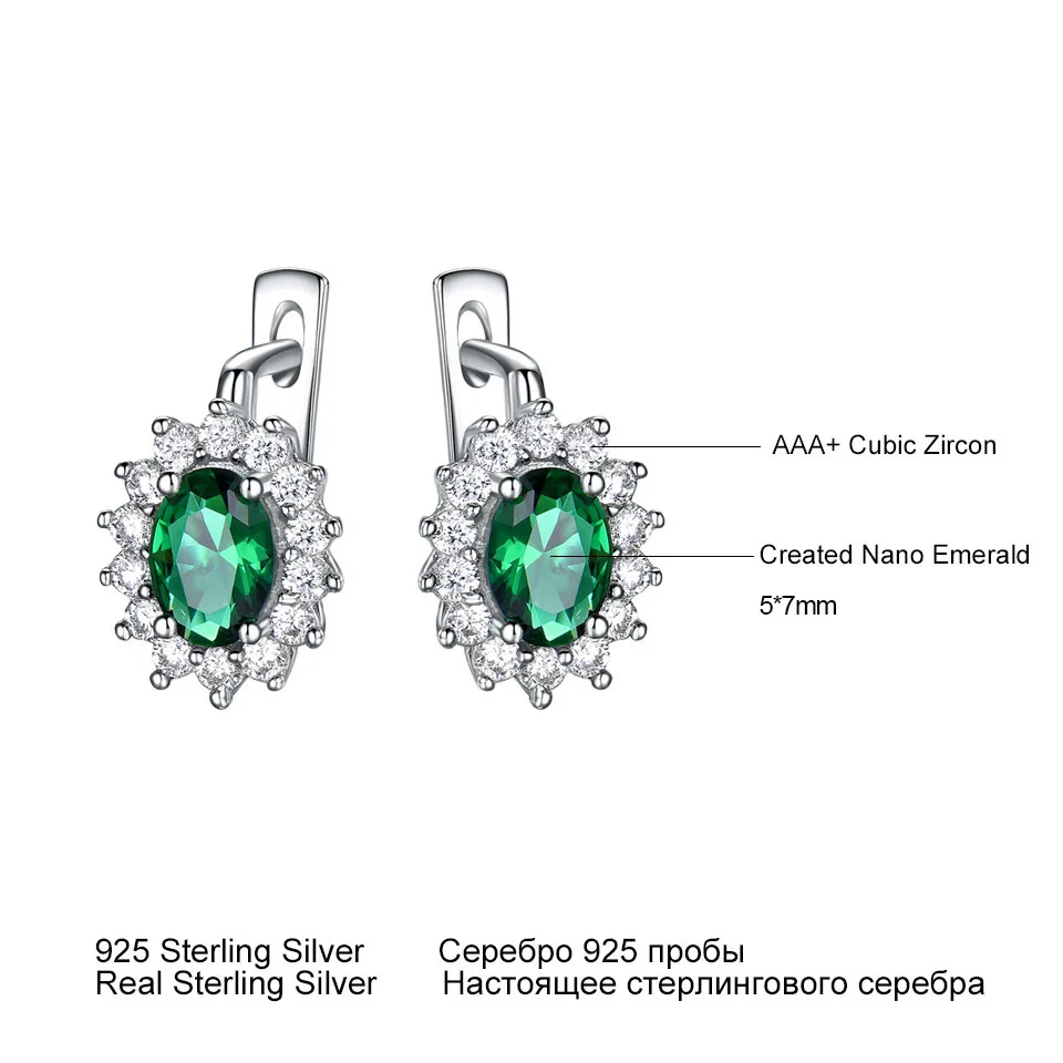 UMCHO 925 Sterling Silver Earrings Gemstone Created Emerald Clip Earrings For Female Birthday Anniversary Gifts Fine Jewelry