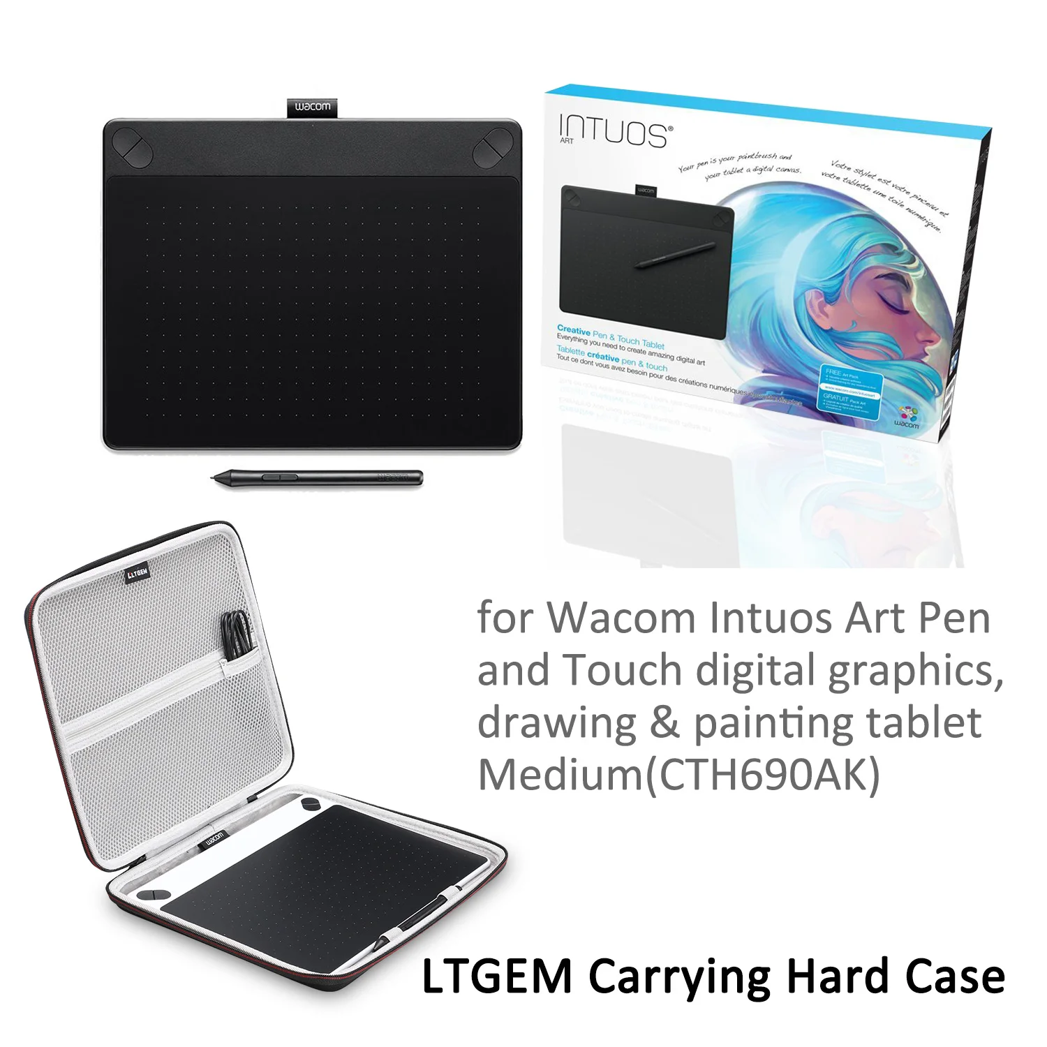 EVA Hard Case For Wacom Intuos Bluetooth Graphics Drawing Tablet CTL4100 or XPPen Graphics Tablet Protective Bag(only case!!)