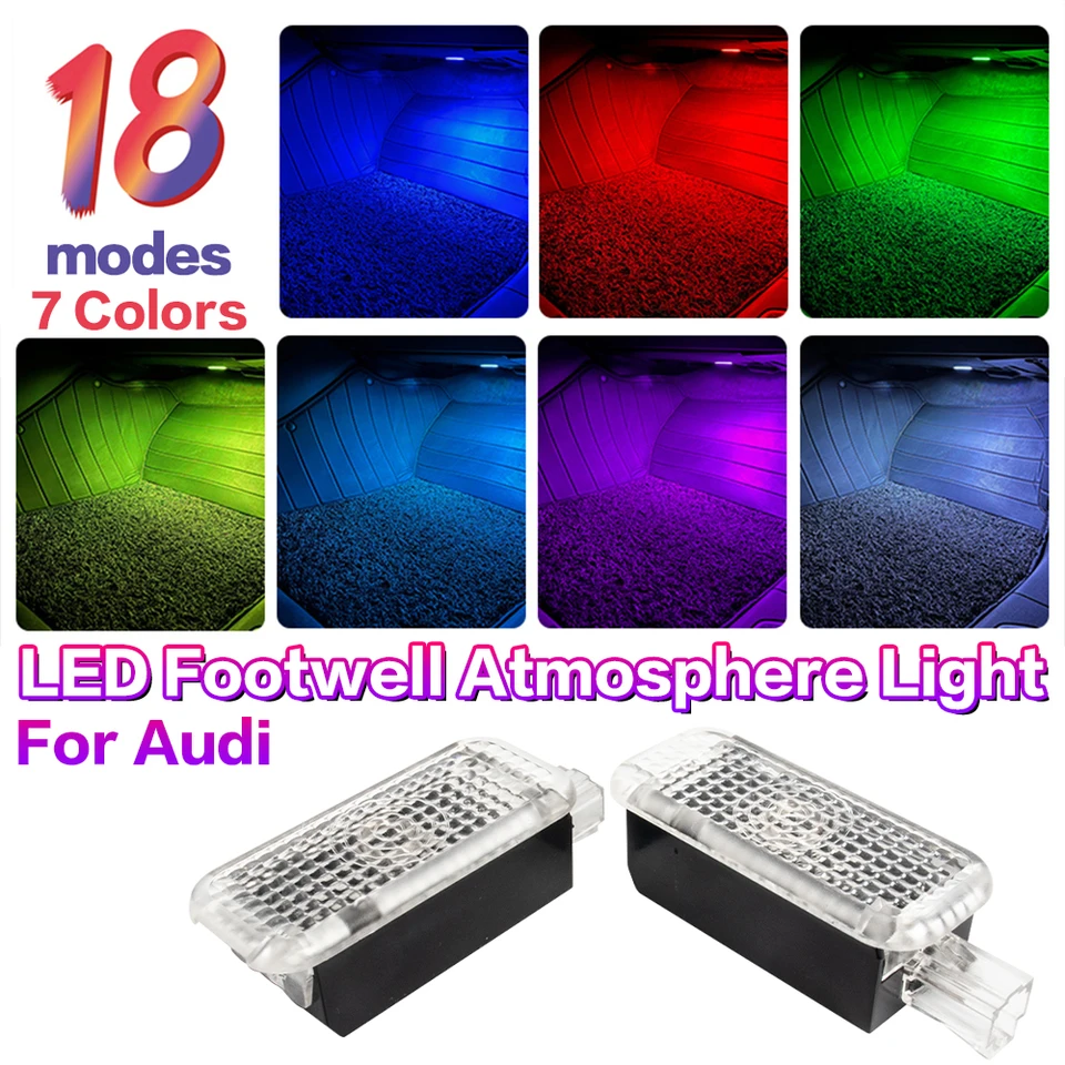Golf 7 Kofferraumbeleuchtung Led 2x Module Für Audi A1 A3 A4 A5 A6 A7 Q3 Q5 Q7 - Fernbedienung, 12V, Individuelle Farben RGB LED Fußraumbeleuchtung