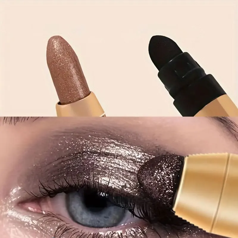Eyeshadow Pen Glitter Highlighter Pen Eyelid Under Crease Brightening Waterproof Eyeliner Pencil Cosmetics with Sponge Brush
