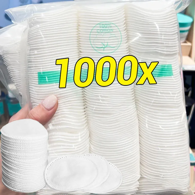 100/1000pcs Disposable Cosmetic Cotton Pads Soft Breathable Double-sided Round Facial Cleaning Makeup Nail Polish Remove Pads