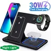 30W LED Fast Wireless Charger Stand 3 in 1 Foldable Charging Station For iPhone 15 14 13 12 11 Apple Watch 9 8 7 6 5 Airpods Pro 1