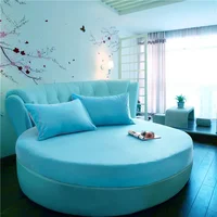Drap-housse rond en coton, 180x180cm/200x200cm, couvre-lit rond, housse de matelas, résistant, romantique, document 4
