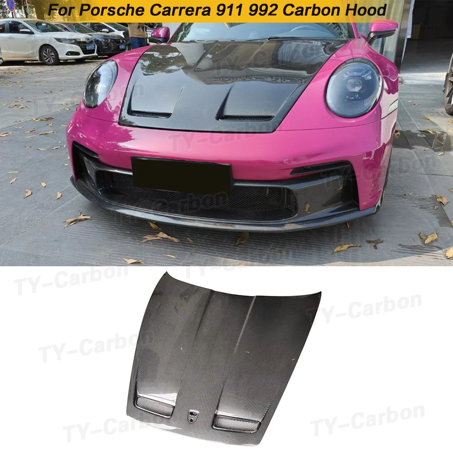 

Передняя крышка двигателя из настоящего углеродного волокна для Porsche 911 992 GT3, стильный Стекловолоконный капот для Carrera 911 2019-2023, автозапчасти