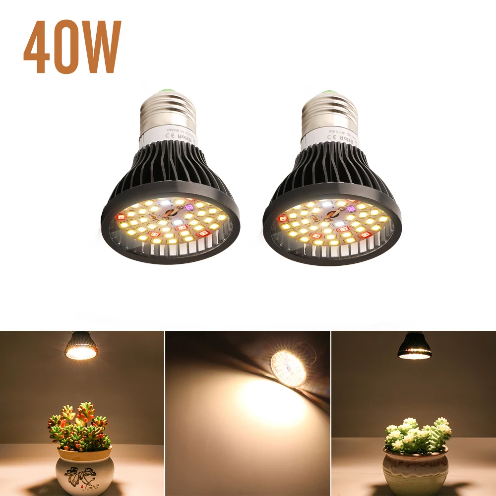 2pcs 4pcs 10pcs 40W E27 led grow light 56leds  full spectrum small size plant bulbs for indoor potted plants flowers