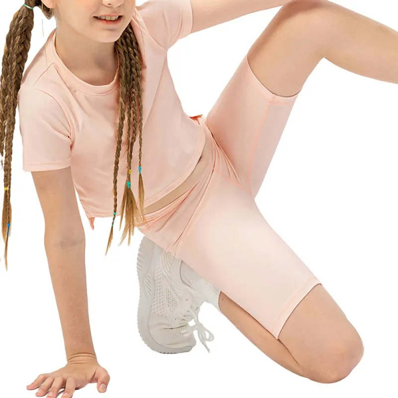 Kids Girl Elastic Waist Sports Shorts Half Yoga Leggings for Ballet Dance Gymnastic Workout Fitness Summer Dancewear