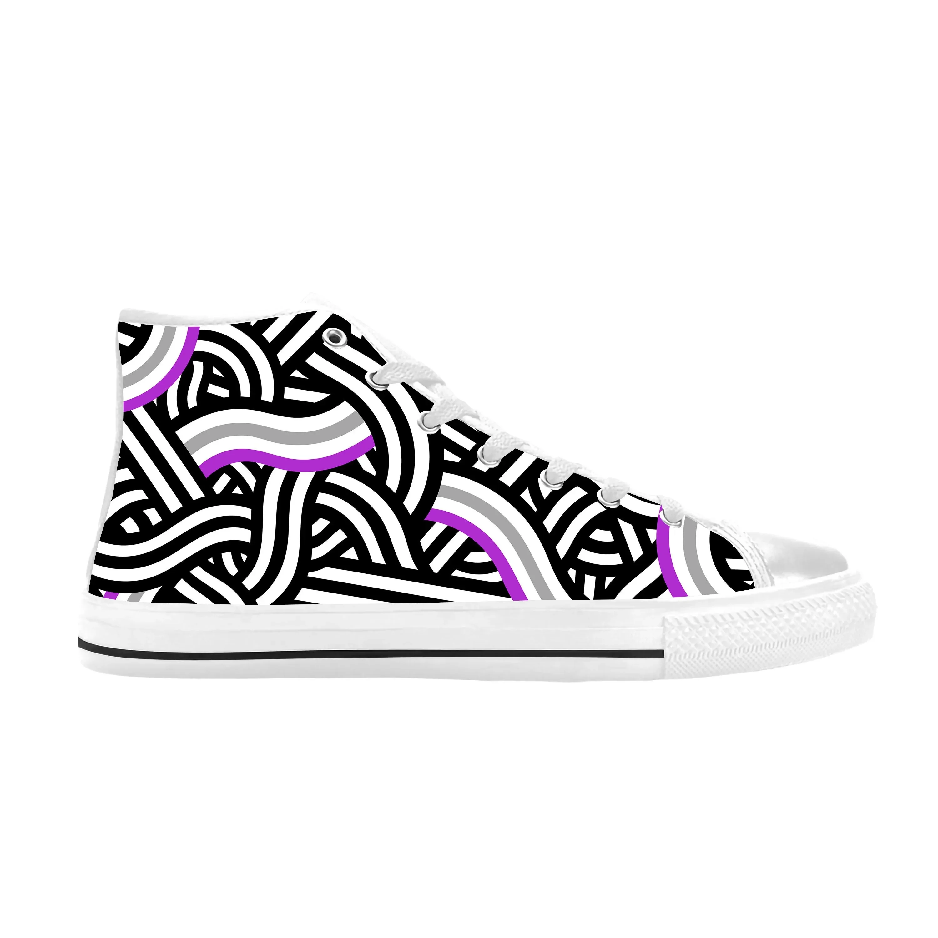 Asexual Pride Ace Flag Asexuality Aromantic Funny Casual Cloth Shoes High Top Comfortable Breathable 3D Print Men Women Sneakers