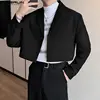 INCERUN Men Blazer Solid Color Lapel Long Sleeve Streetwear Casual Suits Autumn One Button 2023 Fashion Male Crop Coats S-5XL 4