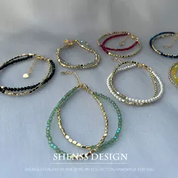 Double Layer Bracelet for Women Spinel 14K Gold Package Accessories 16-20cm