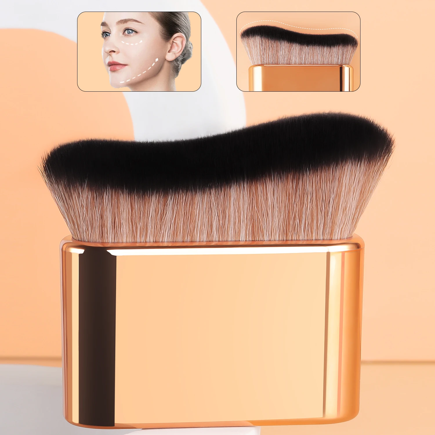 Foundation Brush, 1pcs Plastic Creative	wave Fit Perfectly Cosmetic Brush	at home or On-the-Go 6
