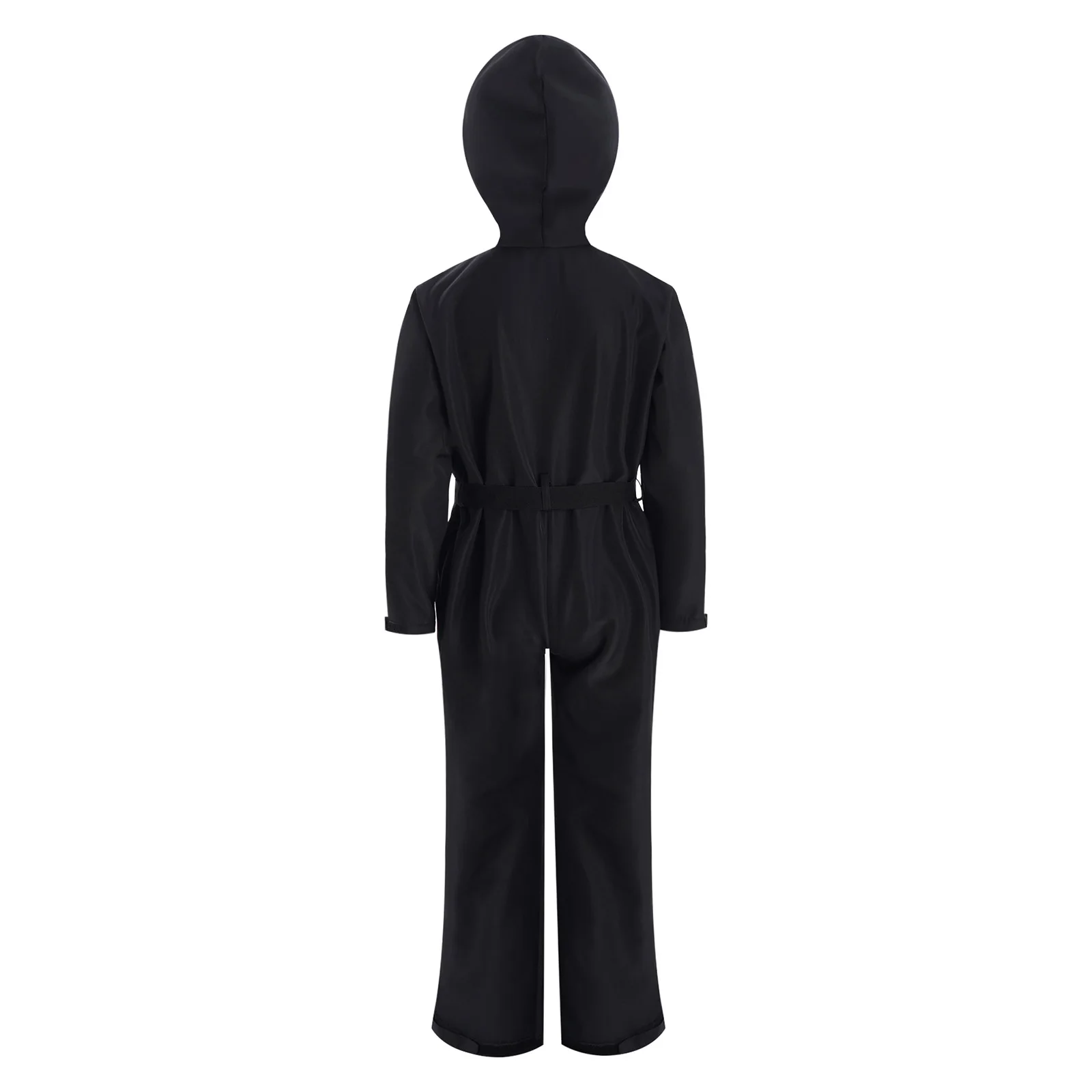 Einteiliger Skianzug für Kinder, Mädchen, mit Kapuze, Overall, langärmelig, Reißverschluss, Body mit Gürtel, wasserdicht, Outdoor-Sport, Skifahren, Schneeanzüge – Detail 7