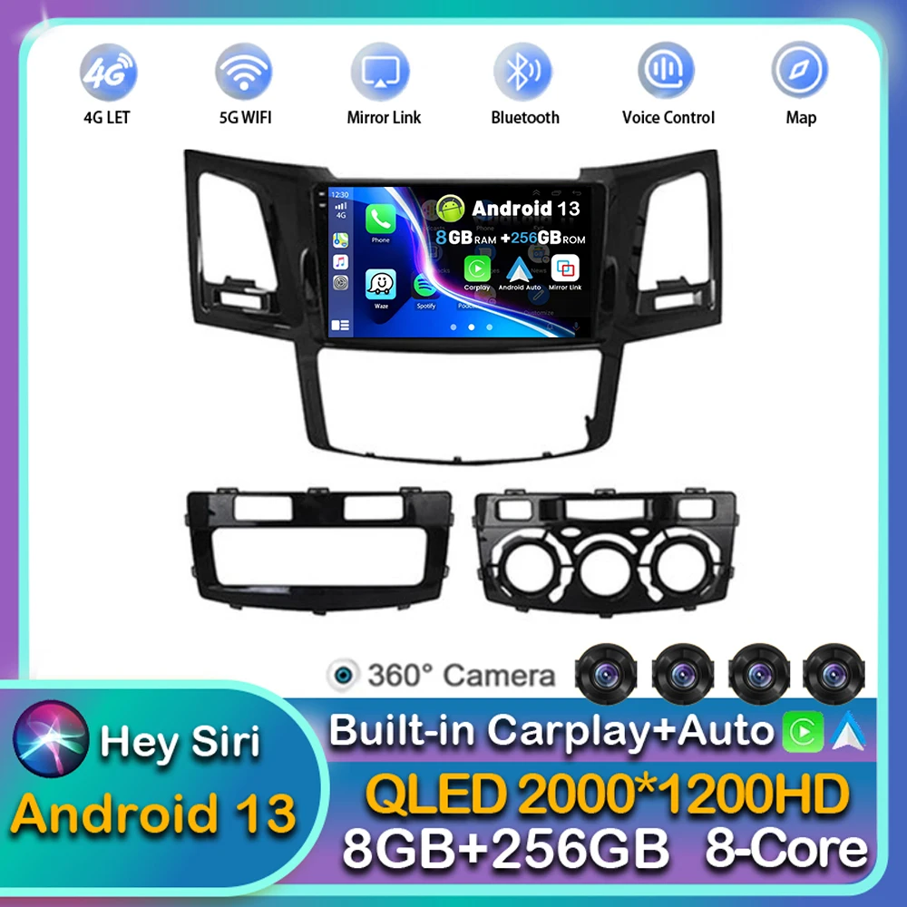 

Android 13 Carplay For Toyota Fortuner HILUX Revo Vigo 2007 - 2011 2012 2013 2014 2015 Car Radio Multimedia Player Video Stereo