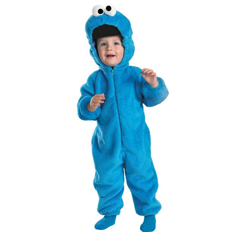 Anime Sesame Boy'S Deluxe Cookie Monster Cute Blue Plush Tuta Street Cookie Toddler Halloween Carnival Party Costume Childer