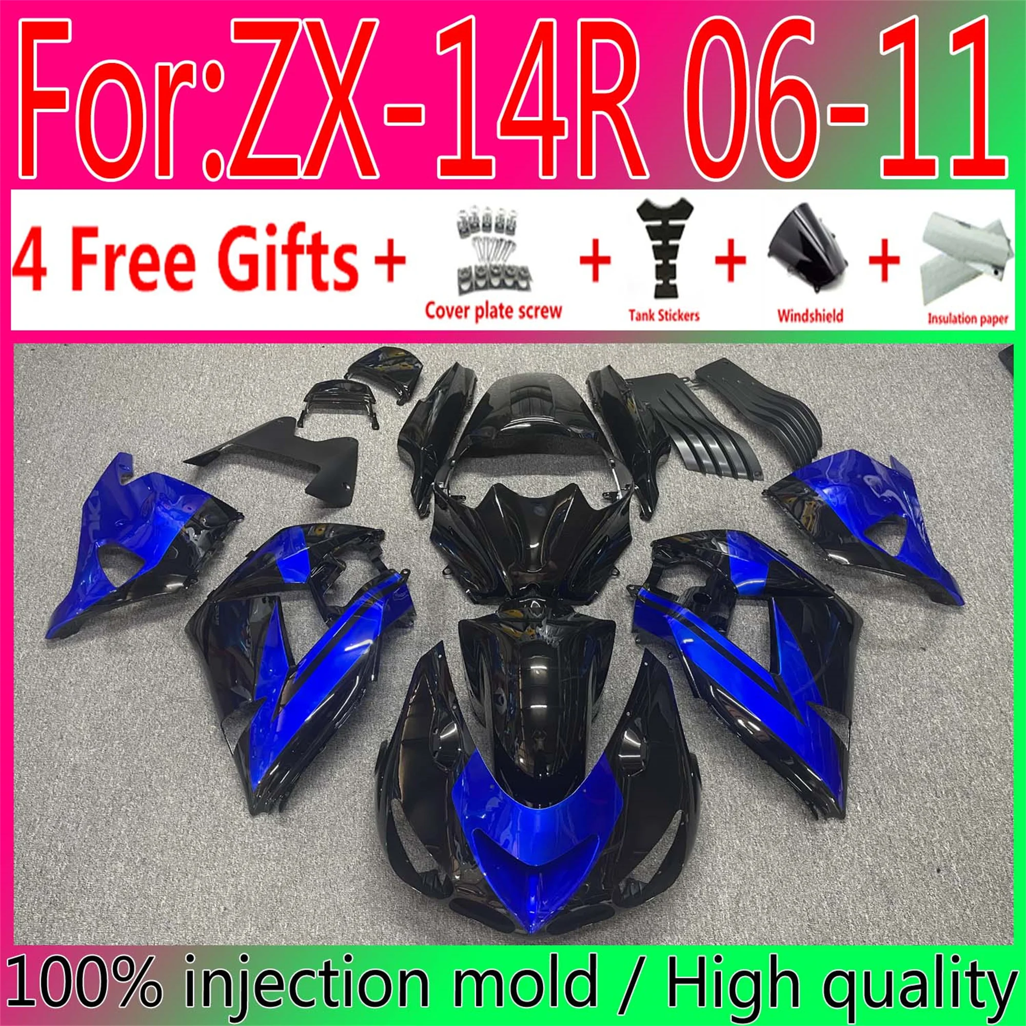 

Motorcycle ABS Bodywork Fairings For Kawasaki ZX14R 06 07 08 09 10 11 ZZ-R1400 ZX-14R 2006 2009 2011 Fairing