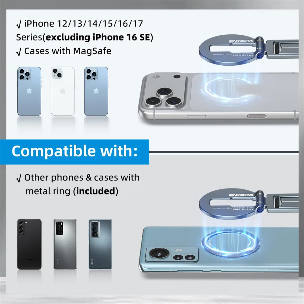 CAMOLO 초박형 자석 삼각대 미니 경량 휴대폰 홀더 데스크 스탠드 MagSafe 삼각대 마운트 아이폰 17-12 안드로이드용