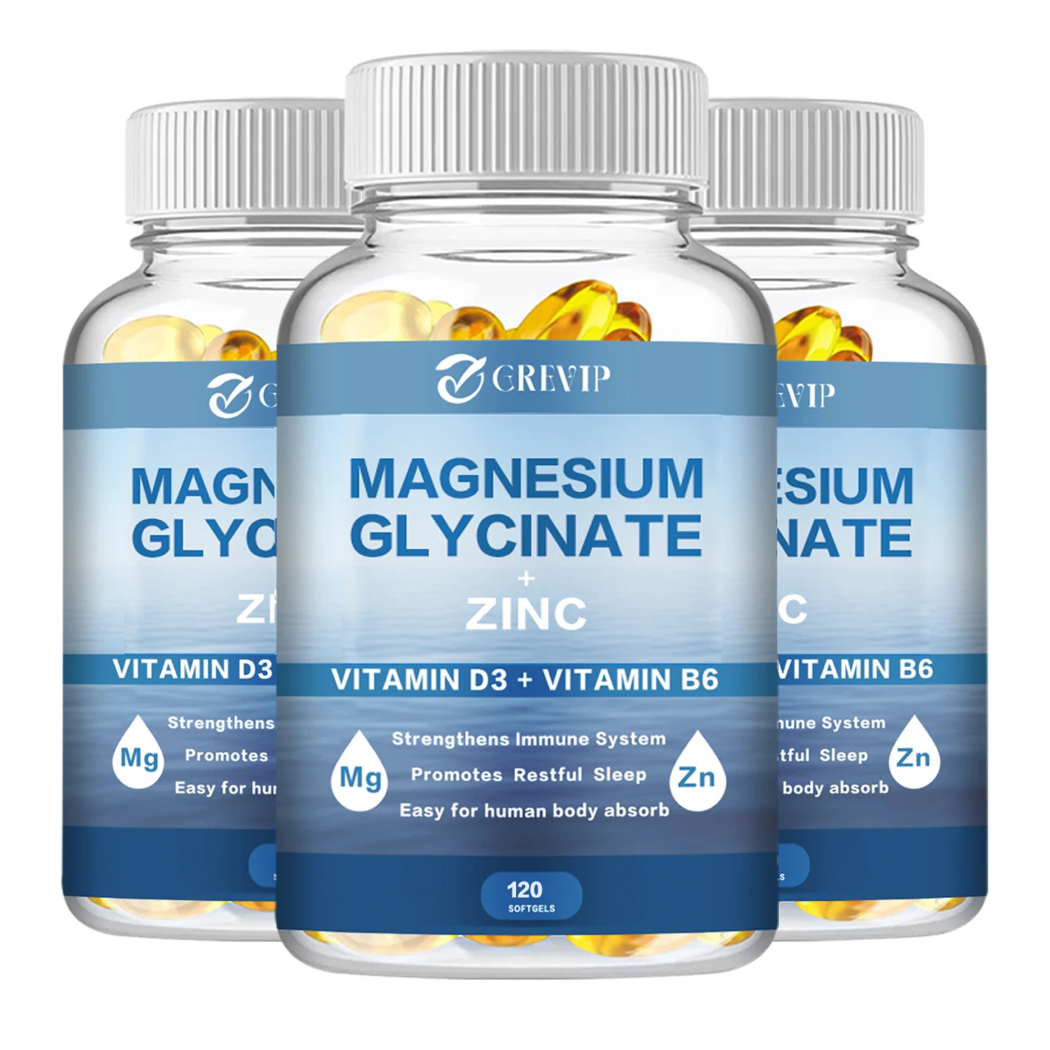Magnesium Glycinate Supplement 500mg With Zinc Vitamin D3 B6 High Absorption Support Muscle Nerve Joint and Heart Health