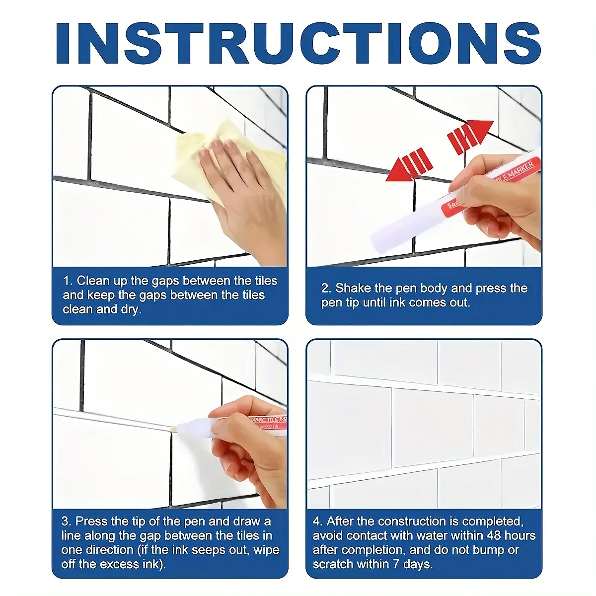 Tile Grout Marker 1pc Waterproof Tile Marker Grout Pen Wall Seam Pen Tiles Floor Bathroom Decontamination Seam Repair Tools Hotel