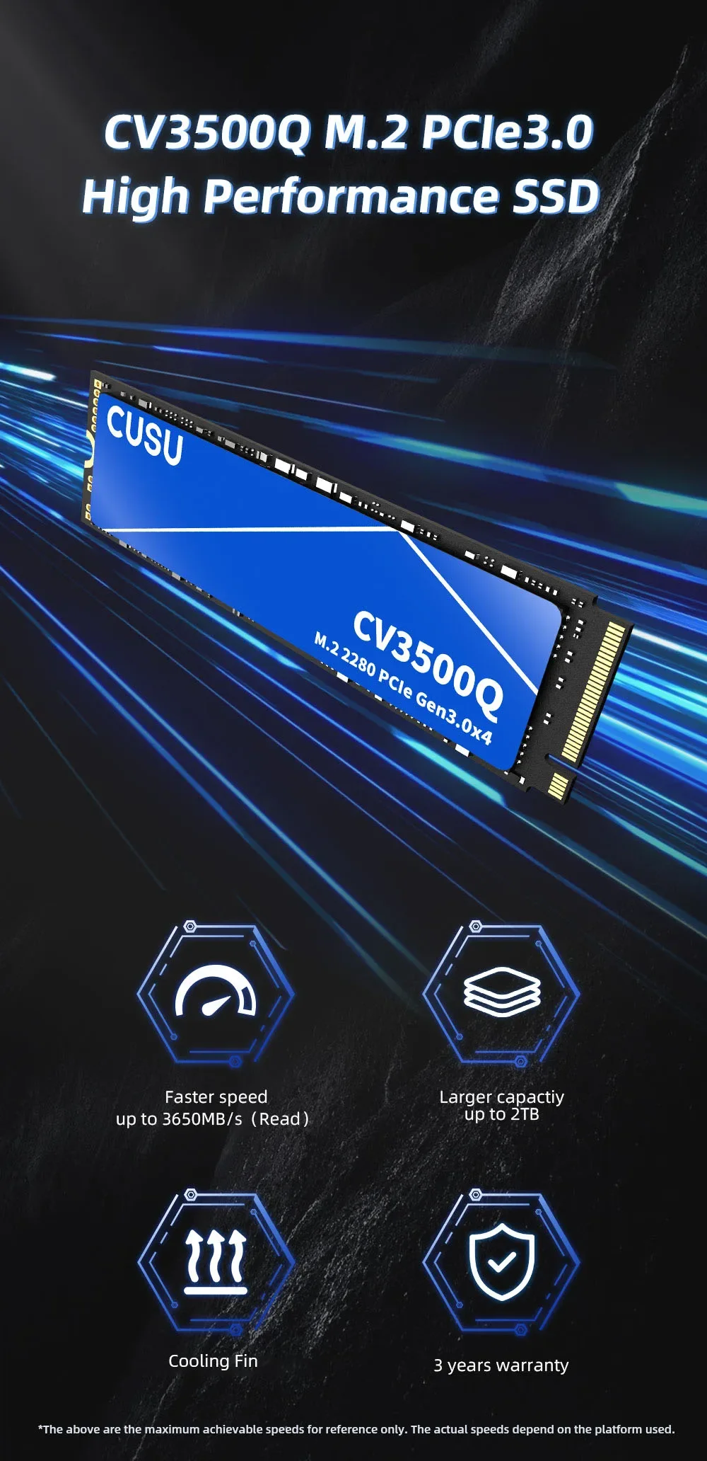 CUSU CV3500Q 512GB SSD M.2 NVMe 2280 3個 CUSU CV3500Q PCIe3