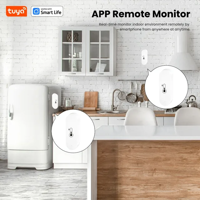 Tuya WiFi Temperature and Humidity Sensor Indoor Humidity Sensor Battery Powered APP Monitoring For Alexa Google Home Voice 4