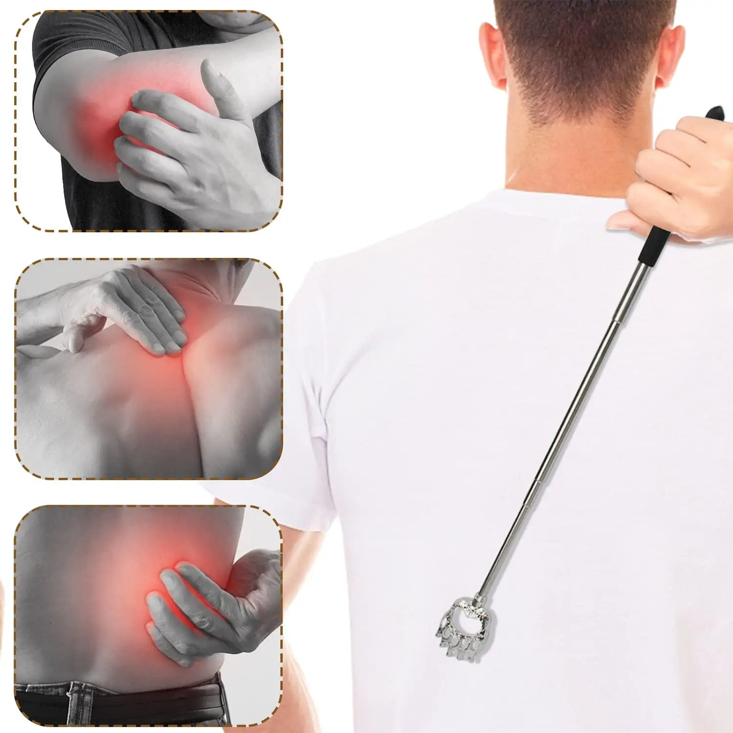 Bear Claw Shaped Extendable Metal Retractable Telescopic Handle Back Scratcher Stocking Stuffers for Men Women Back Massager