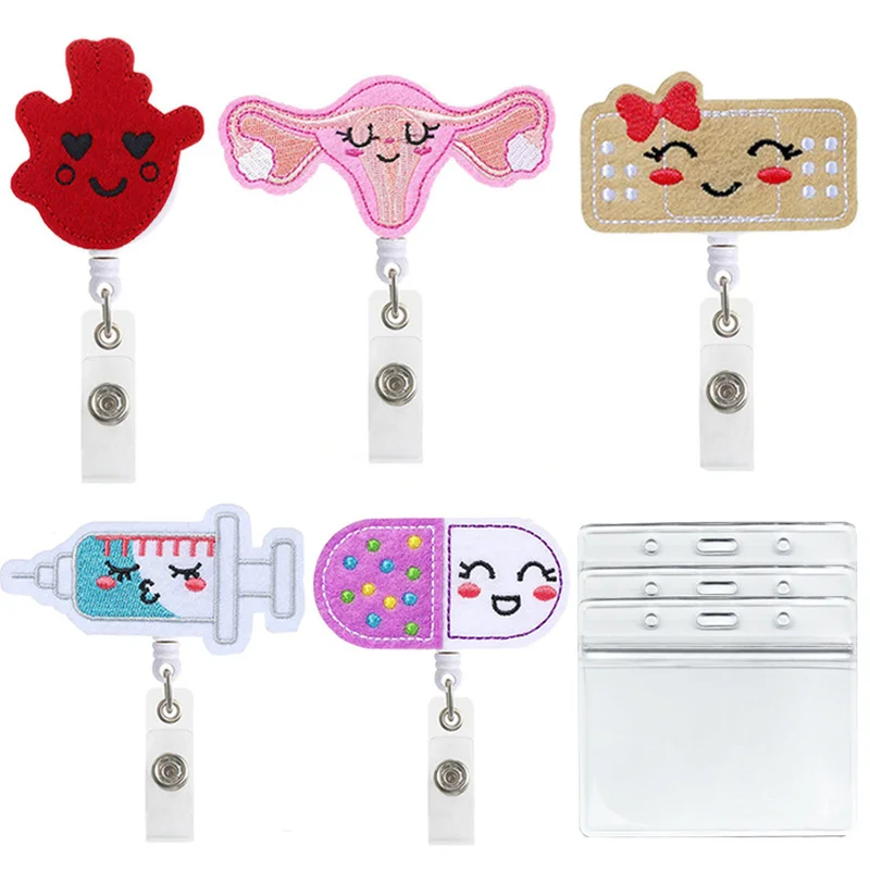 

Students Doctor ID Card Holder Wallet Bag Pouch Cute Credit Card Holder Bags Nurse Retractable Badge Reel Clip Badge Holder