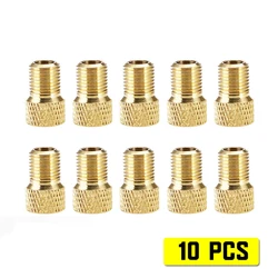 Brass Presta to Schrader Valve Adapter and Dust Cover Set - 10-Pack (10pcs)