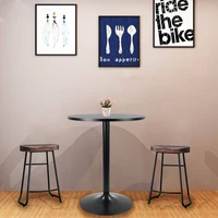 KKTONER Round Bar Table 23.6-Inch Top for Cocktail Bar Pub Dining Bistro (28.7H, Black) 1