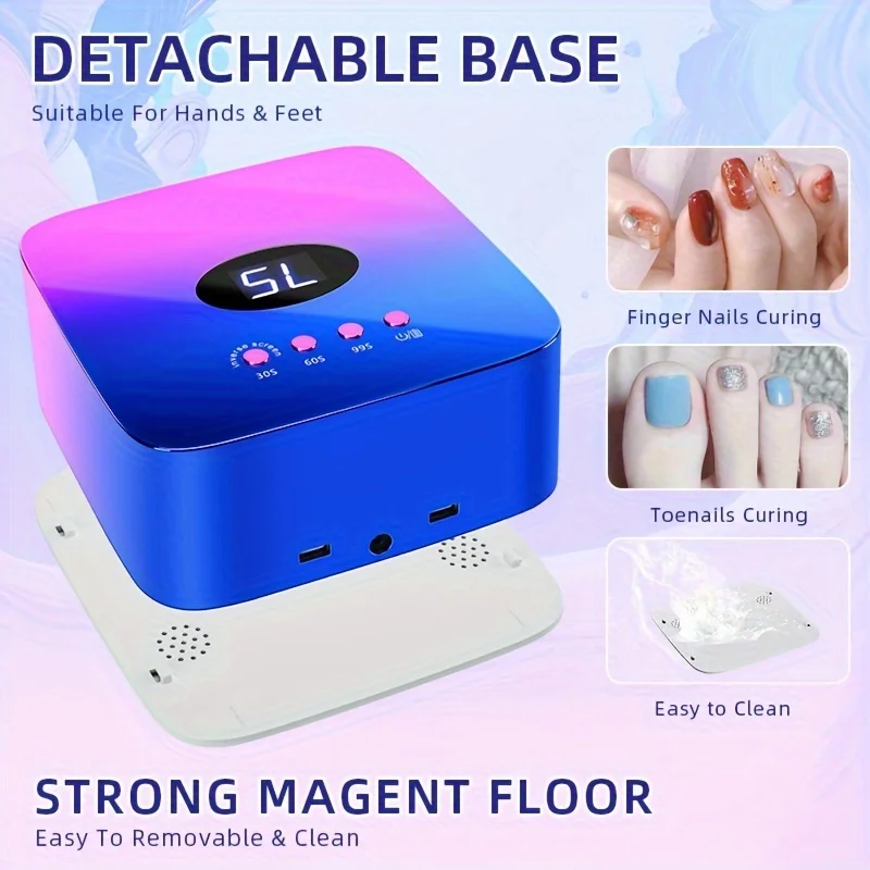 54W Cordless UV LED Nail Lamp Rechargeable Lamp for Manicure with 30 Beads 3 Timer Settings and LCD Display Screen for Home Use 3