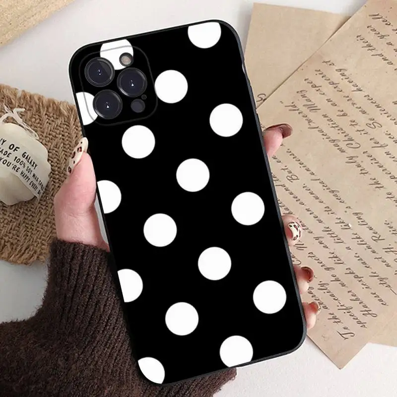 Elegant Black and White Polka Dot Shockproof Non-Slip Phone Case Cover
