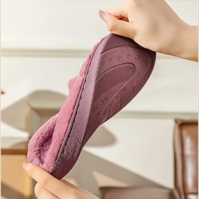 Nei Wanter Home Fraen Schong Kotteng Männer Waarm Plüsch Slides Indoor Schlofkummer Rutschfest Buedem Pantoffelen_voghion.com