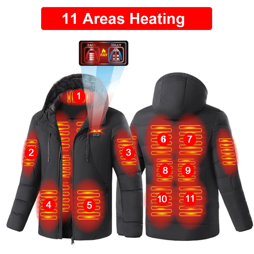 11 Areas Heated Jacket Mens Jacket Waterproof Heating Jacket Men Warm Winter Jackets For Men Parkas Coat Heated Vest Tactical