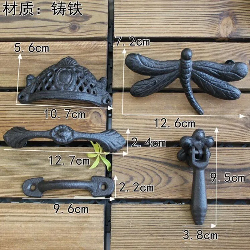 Door Handles European Retro Garden Courtyard Cast Iron Craft Door Handles Home Decoration Wall Decoration Room Accessories