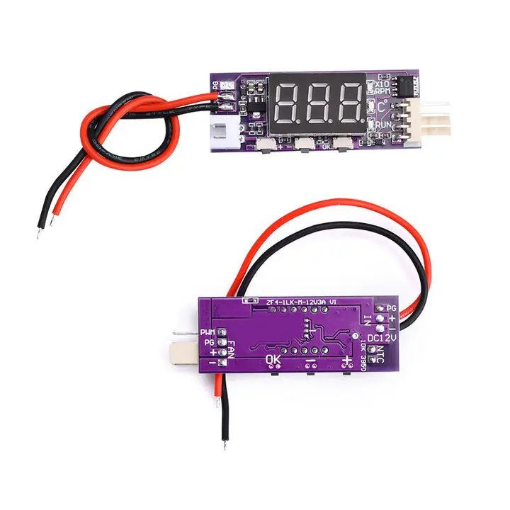 Fan Speed Controller DC12V PWM Fan Temperature Control Governor Small 4 Wire Temperature Speed Digital Display Supports 3A Internal Fan Shutdown