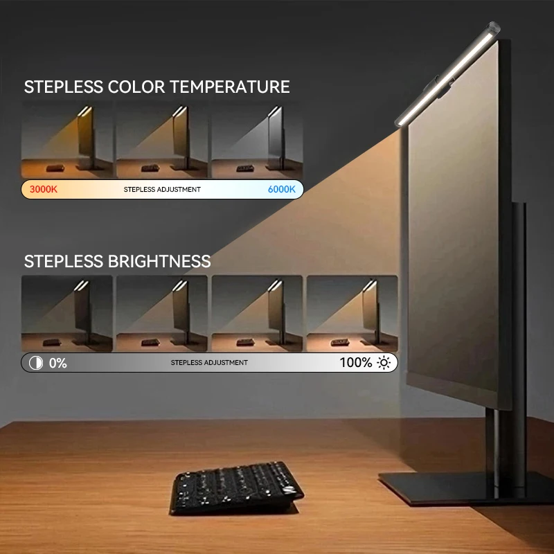 LED Monitor Light Computer 60CM Reading Screen Hanging Desk Light Stepless Dimming Lamp For USB Monitor Lights Bedroom Office 5