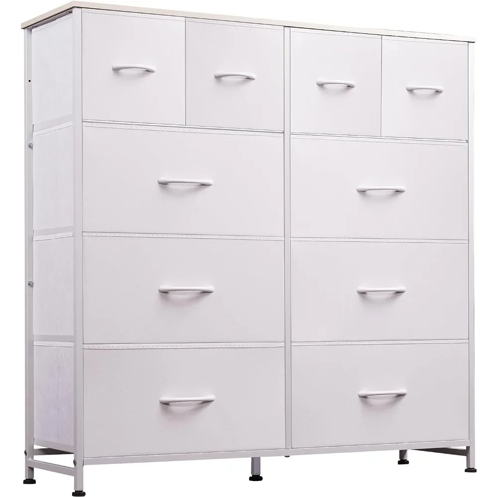 

Fabric Dresser for Bedroom, Storage Drawer Unit,Dresser with 10 Deep Drawers for Office, College Dorm, White Organizer