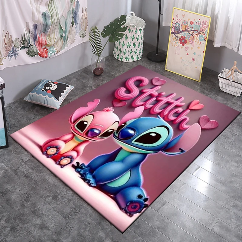 

Disney Fashion Lilo Stitch Kids Non-slip Large Area Rug 3D Carpet for Home Living Room the Baby Bedroom Sofa Doormat Decor Gift