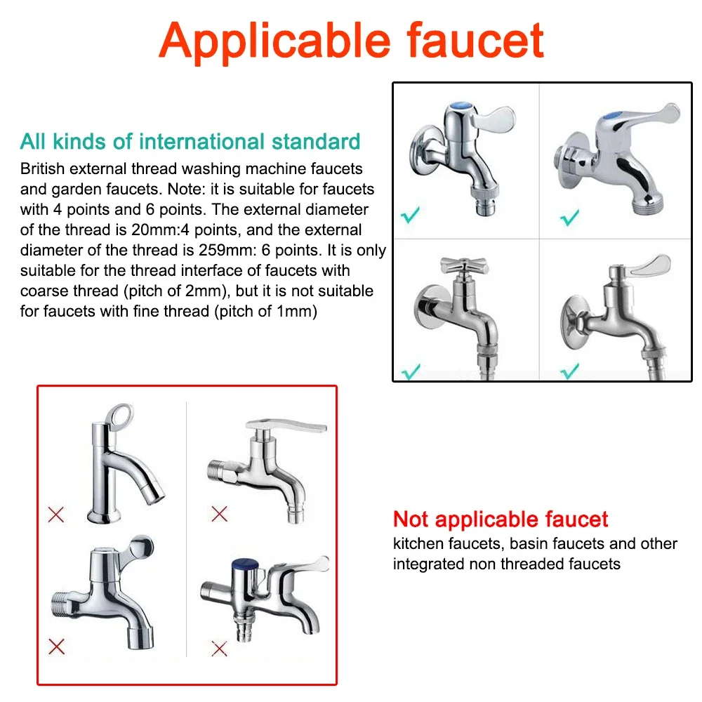 Valve Splitter 3/4" Watering Connector Distributor 4 Way Hose Splitters for Water Pipe Hose Pipe Tap Connectors