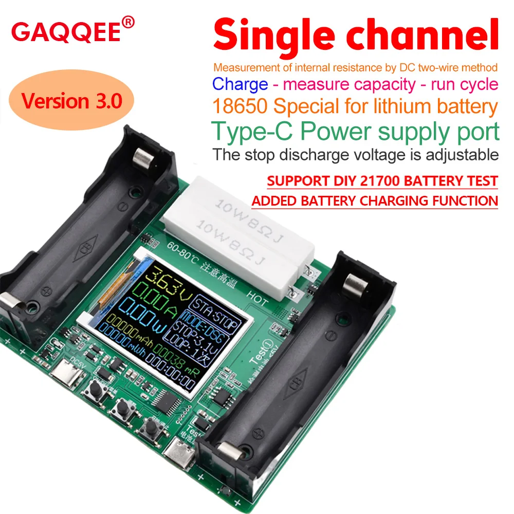 

18650/21700 Lithium Battery Capacity Tester Module Type-C LCD Digital Display Measurement Power Test Detector 11-step Adjustable