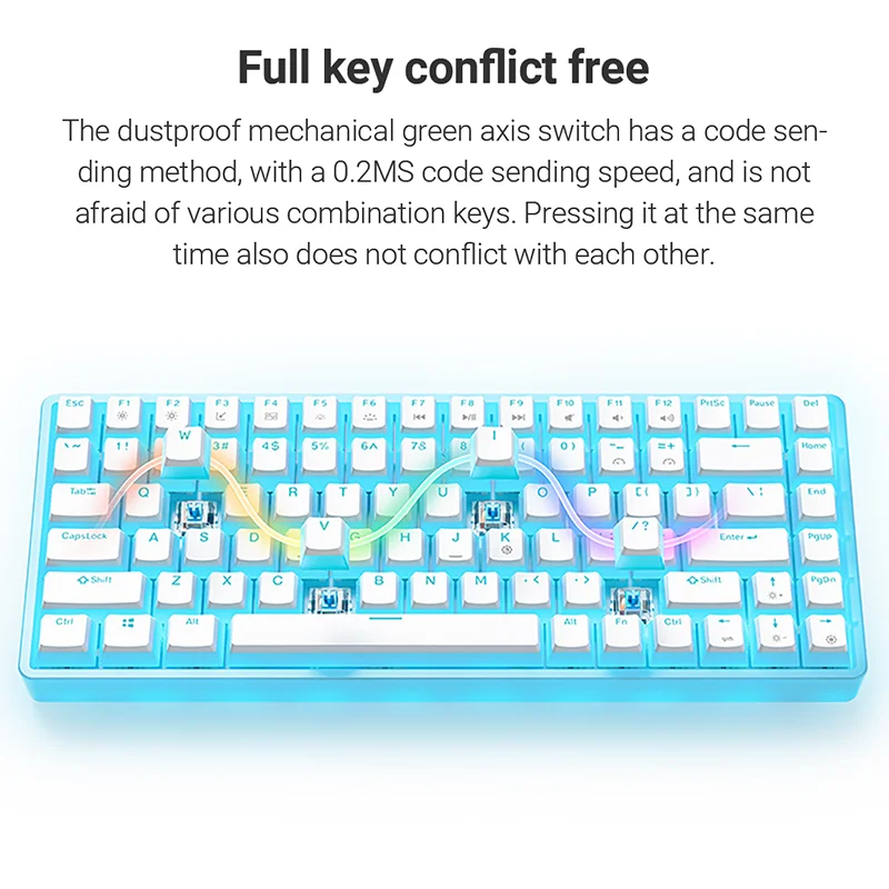 ONIKUMA G30 Mechanical Keyboard 84 Keys RGB Light Portable Office Gaming Wired Keyboard for Desktop Computer Laptop Notebook PC