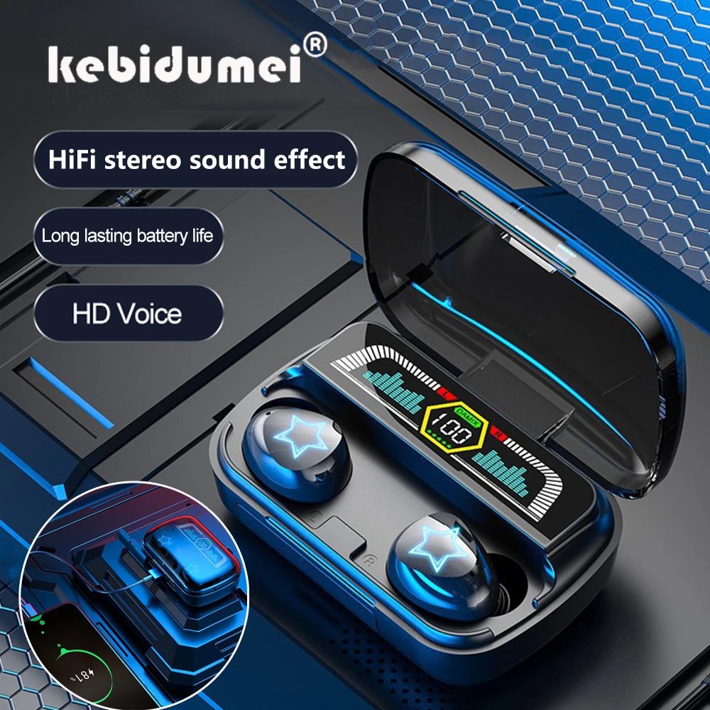 TWS Wireless Headphones LED With Power Bank function Compatible-Bluetooth 5.3 Hifi Sports Headset for Mobile Phone PC Laptop