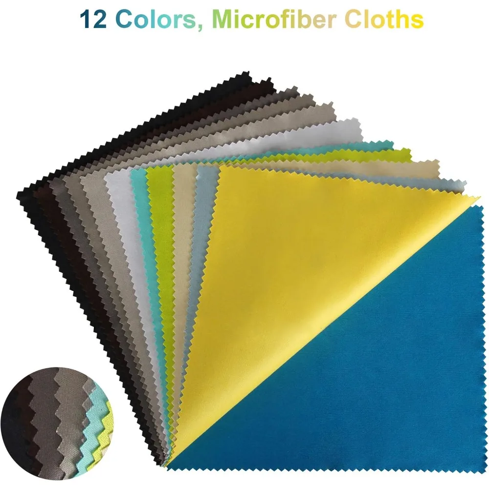 "12 Pack Microfiber Cloths in Assorted Colors - 6x7 Inches, Ideal for Eyeglasses and Smartphone Cleaning"