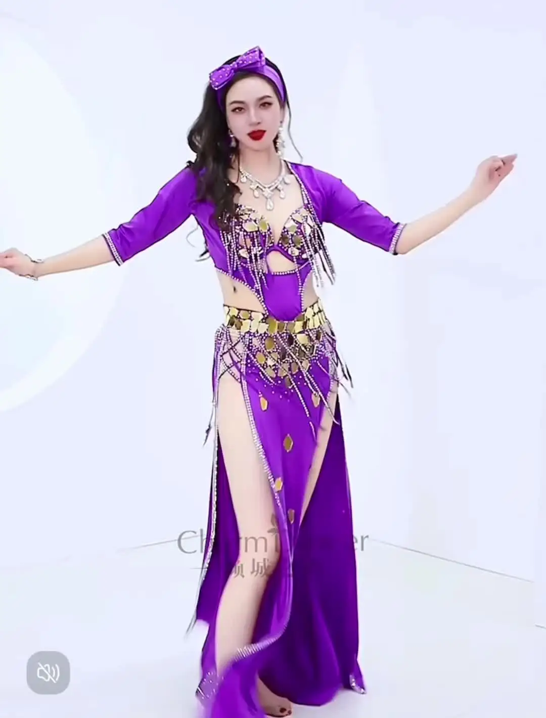 女性のベリーダンススパンコールコスチュームセット、サディドレス