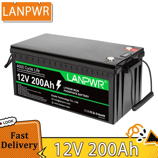  Litime 12V 200Ah LiFePO4 Lithium Battery with 2560Wh Energy  Max. 1280W Load Power Built-in 100A BMS,10 Years Lifetime 4000+ Cycles,  Perfect for RV Solar Energy Storage Marine Trolling Motor : Automotive