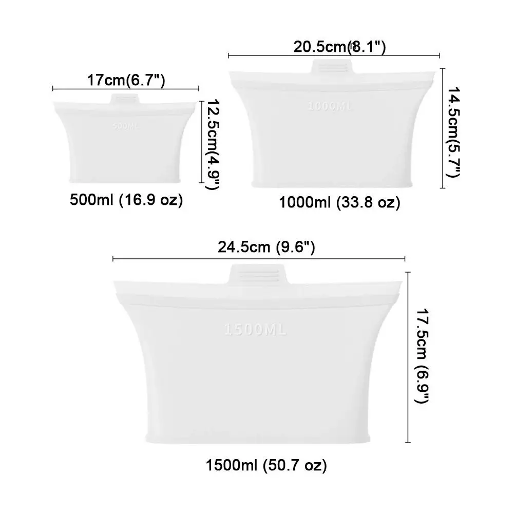Reusable Leak-Proof Silicone Food Storage Bags