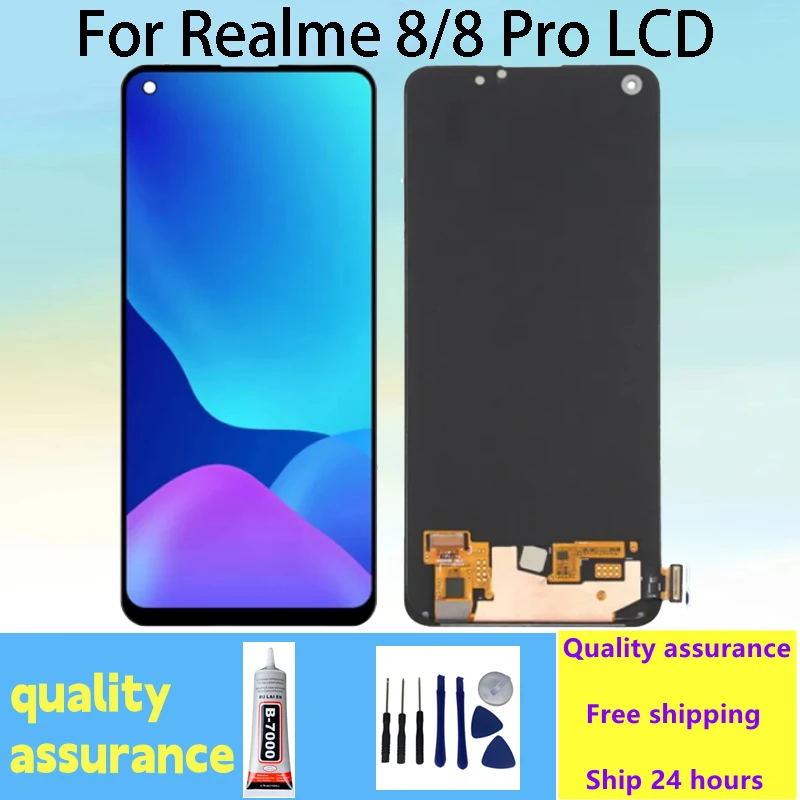 

ЖК-дисплей 6,4 дюйма Super AMOLED для Realme 8 4G RMX3085, сенсорный экран с дигитайзером для Realme 8 Pro, RMX3081, сменный ЖК-дисплей с рамкой
