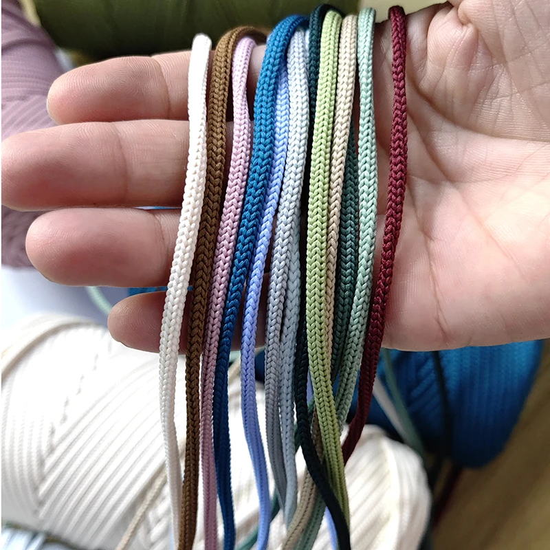 Macrame Cord 4mm Polyester Braided 130m Elastic Yarn Crocheting Crafts Plant Hangers Bag Decor